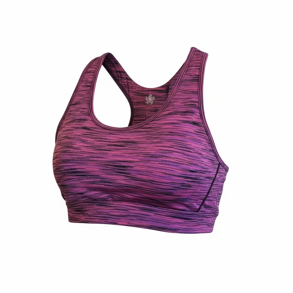 DryTek Purple Medium Support Sports Bra With Keyhole Back Removable Padded Small